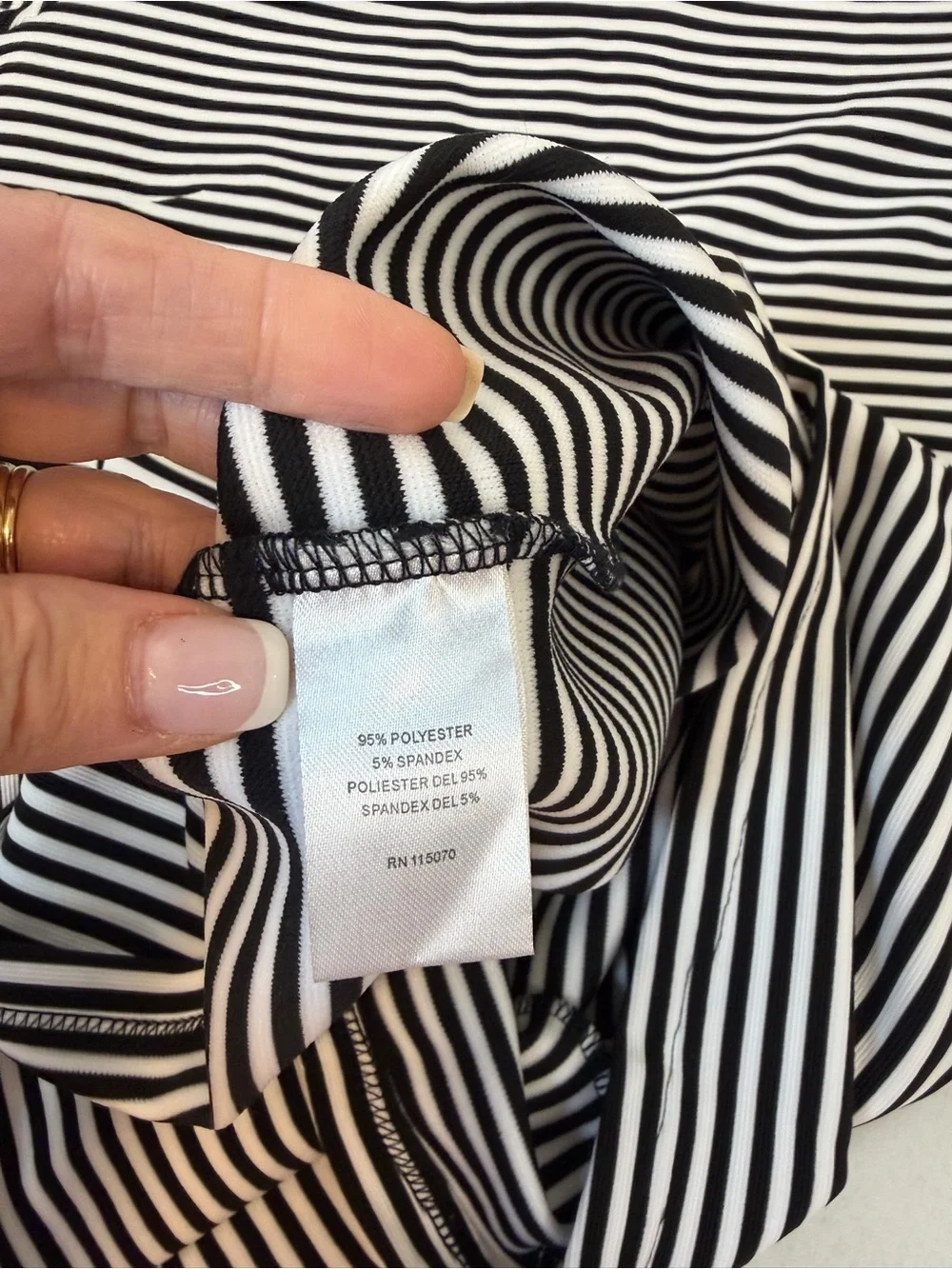 Nina Leonard horizontal‎ stripe midi dress black & white boat neck Women’s Large